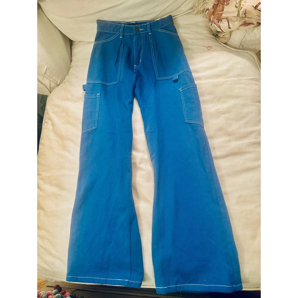 NWOT LIONESS MIAMI VICE SLOUCHY WIDELEG CARGO PANTS COBALT BLUE XS - Picture 6 of 9
